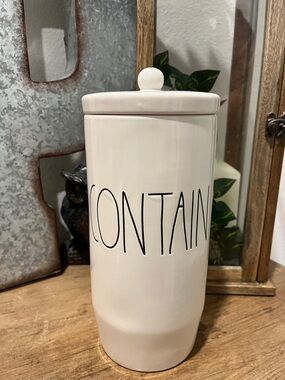 Rae Dunn Cream Ceramic 'CONTAIN' Canister